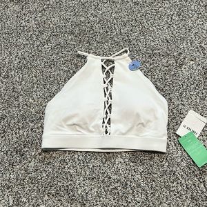 White Criss Cross Spots Bra